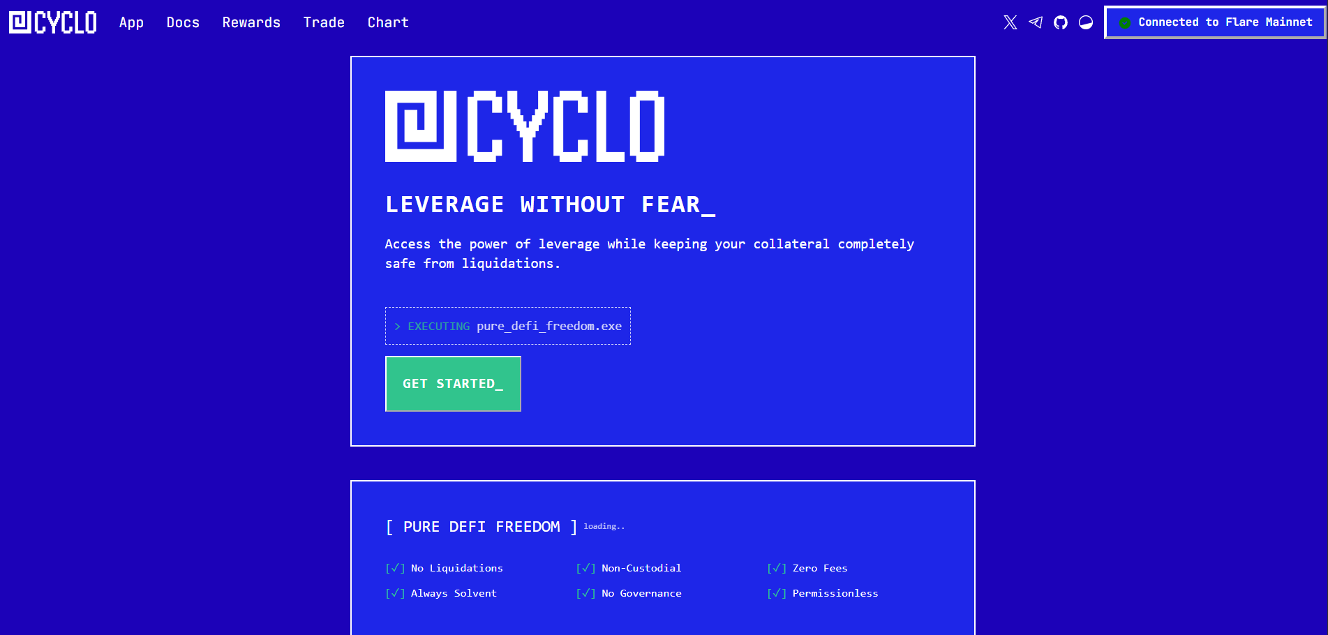 Cyclo landing view