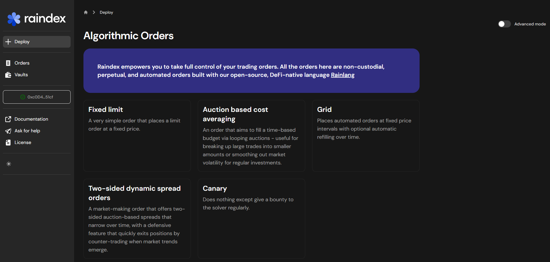 Raindex order dashboard